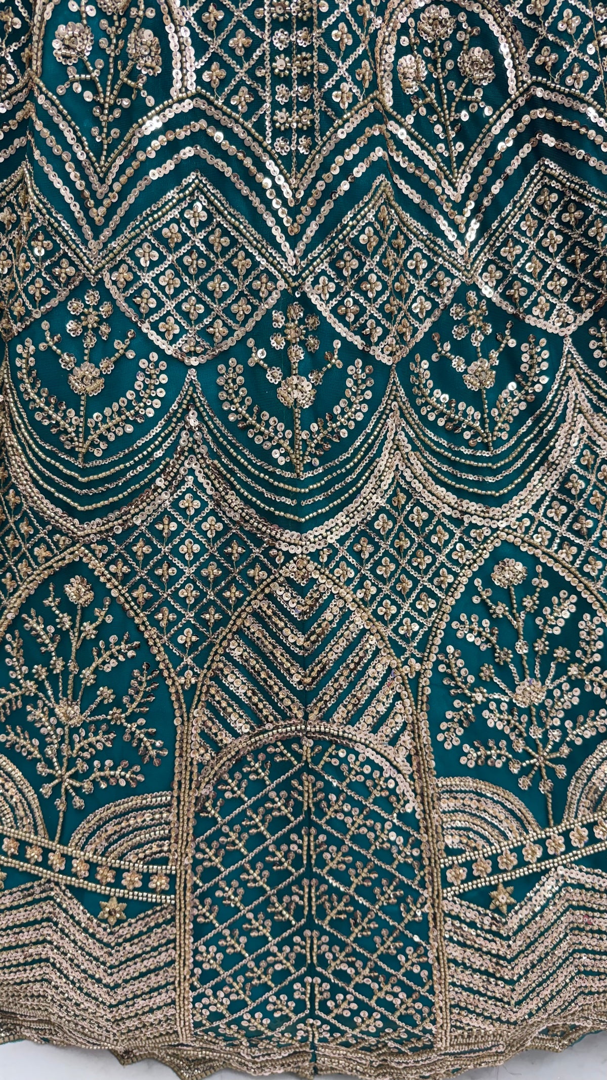 Teal Blue Sequins & Crystal Work Party Wear Lehenga Choli