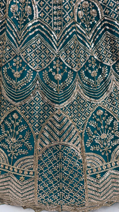 Teal Blue Sequins & Crystal Work Party Wear Lehenga Choli