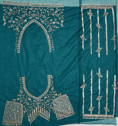 Teal Blue Sequins & Crystal Work Party Wear Lehenga Choli