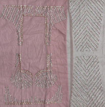 Blush Pink Heavy Net Embroidered Bridal Lehenga Choli with Sequins & Zari Work