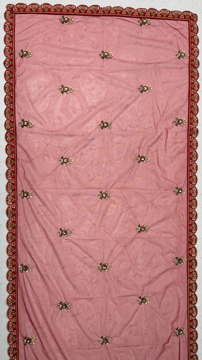 Royal Red Gadhwal Silk Peacock Handwork Bridal Lehenga Choli with Dual Soft Net Dupatta