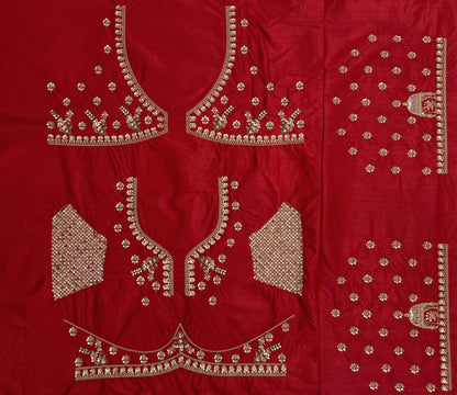 Royal Red Gadhwal Silk Peacock Handwork Bridal Lehenga Choli with Dual Soft Net Dupatta