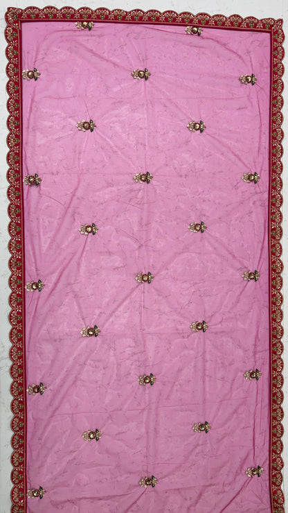 Rani Pink Gadhwal Silk Peacock Handwork Bridal Lehenga Choli with Dual Soft Net Dupatta
