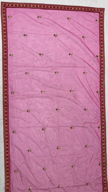 Rani Pink Gadhwal Silk Peacock Handwork Bridal Lehenga Choli with Dual Soft Net Dupatta