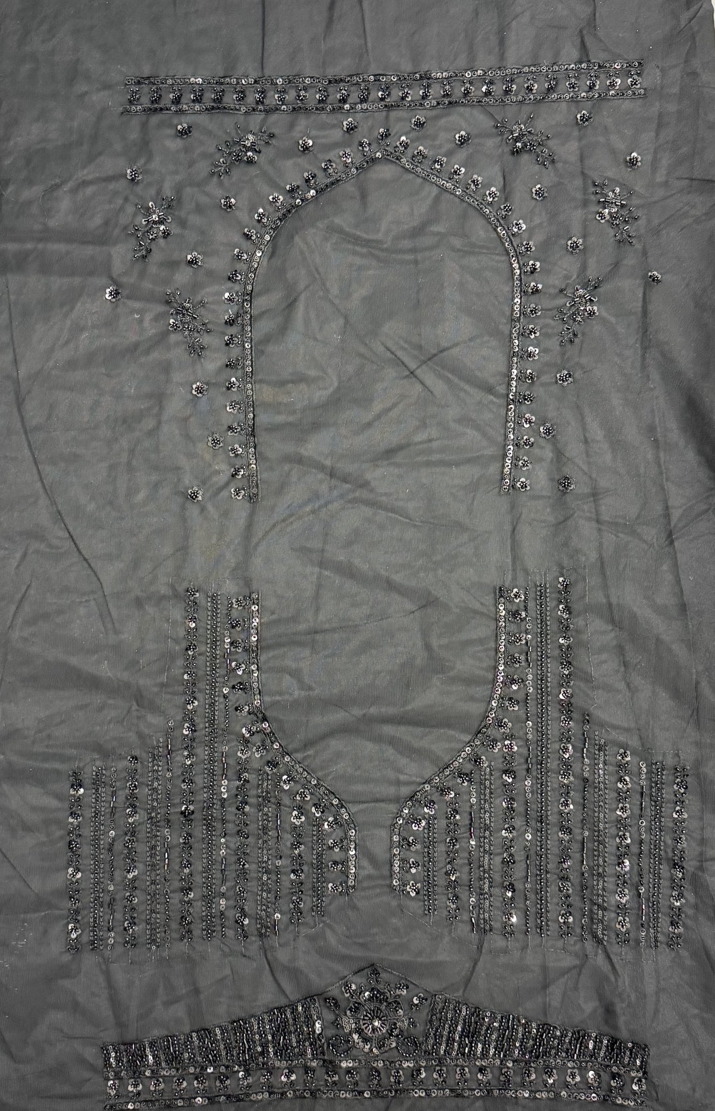 Midnight Noir Premium Net Monochrome Sequins Bridal Lehenga Choli with Zardosi Embroidery & Dupatta
