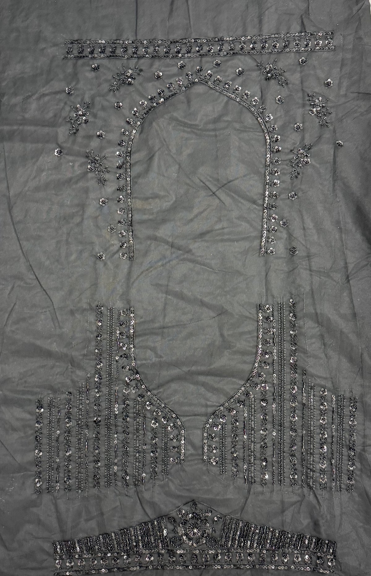 Midnight Noir Premium Net Monochrome Sequins Bridal Lehenga Choli with Zardosi Embroidery & Dupatta