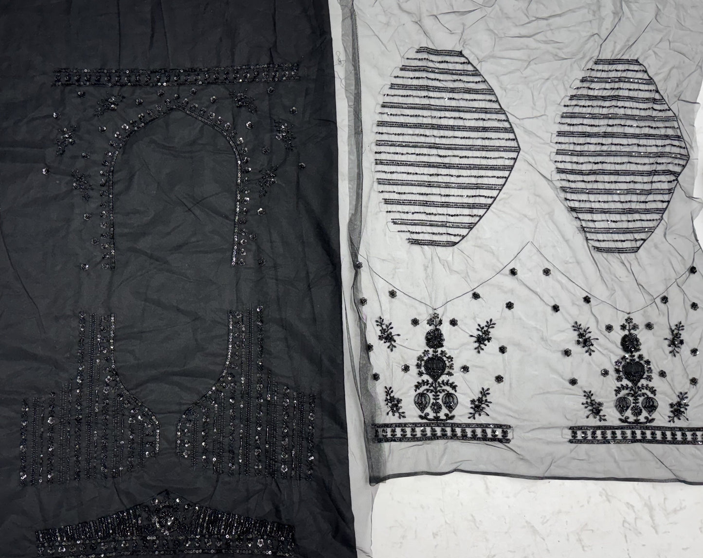 Midnight Noir Premium Net Monochrome Sequins Bridal Lehenga Choli with Zardosi Embroidery & Dupatta