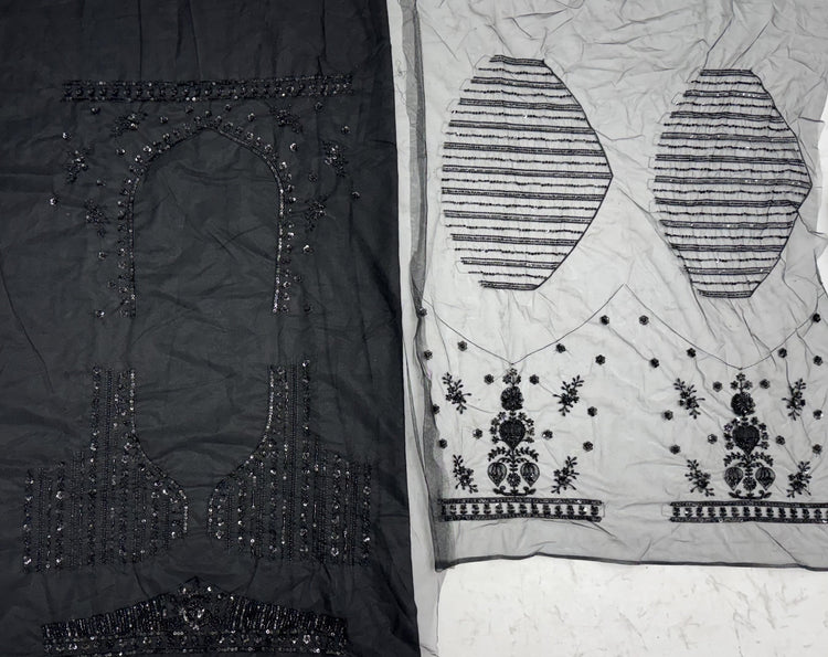 Midnight Noir Premium Net Monochrome Sequins Bridal Lehenga Choli with Zardosi Embroidery & Dupatta