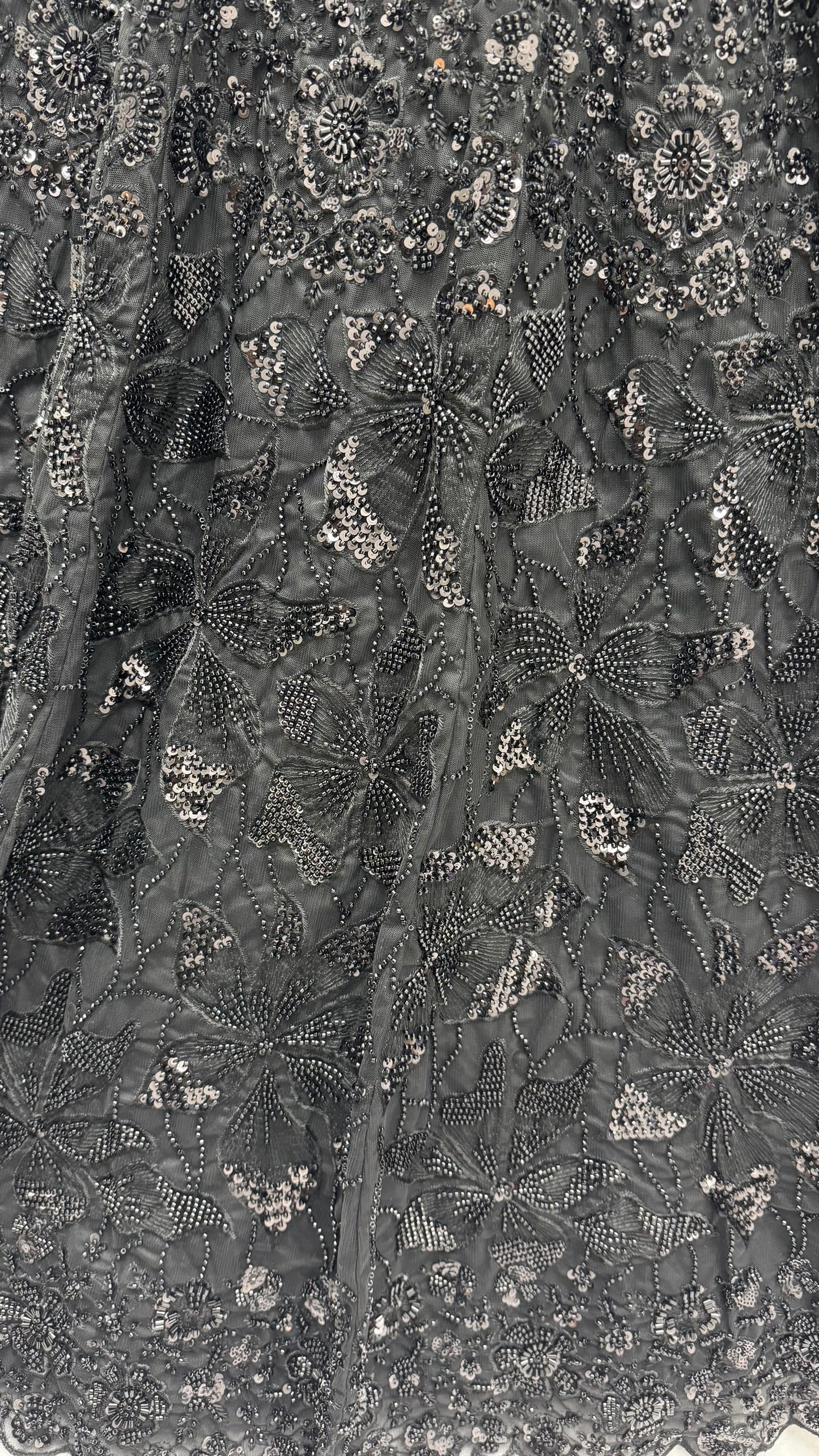 Midnight Noir Premium Net Monochrome Sequins Bridal Lehenga Choli with Zardosi Embroidery & Dupatta