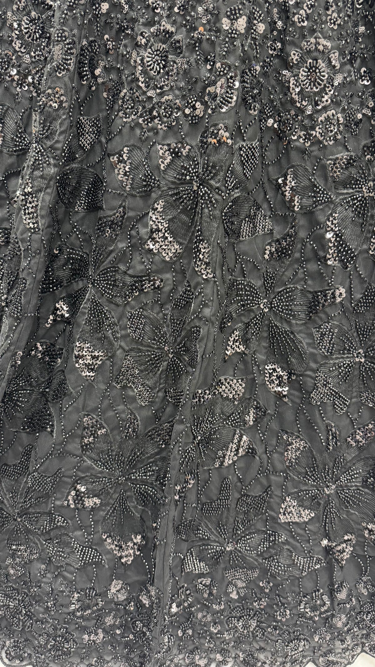 Midnight Noir Premium Net Monochrome Sequins Bridal Lehenga Choli with Zardosi Embroidery & Dupatta
