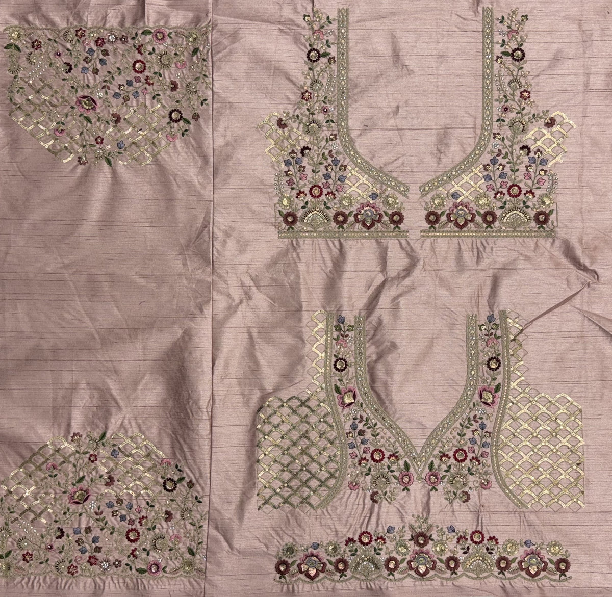 Blush Pink Gadhwal Silk Bridal Lehenga Choli with Multi Thread Embroidery, Dori Work & Soft Net Dupatta