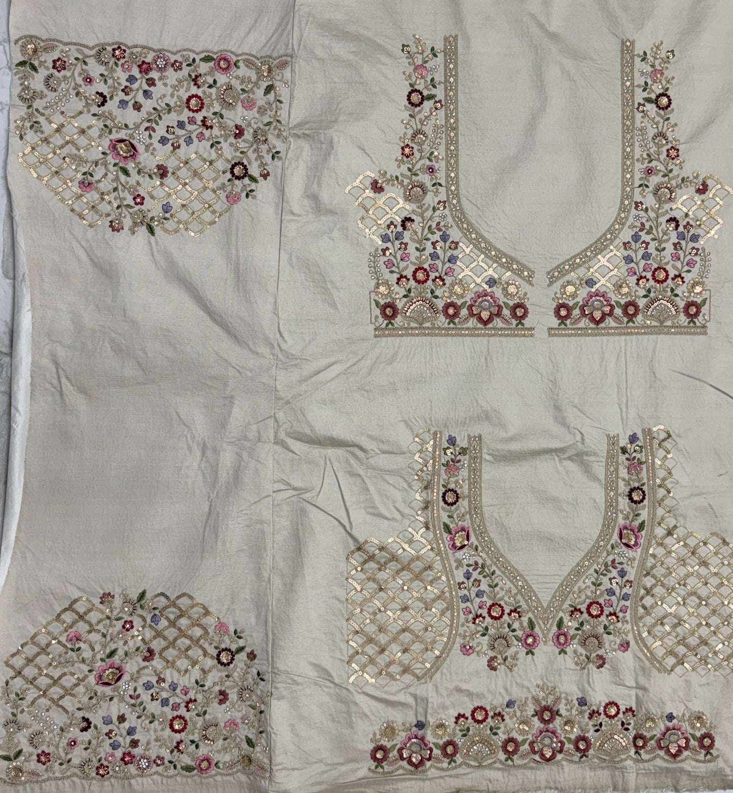 Ivory Gadhwal Silk Bridal Lehenga Choli with Multi Thread Embroidery, Dori Work & Soft Net Dupatta