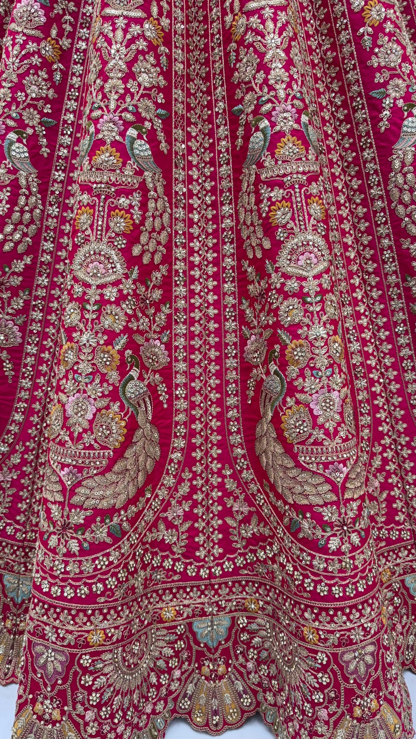 The Gulabi Mayur Heritage Rose Pink Peacock Embroidered Designer Bridal Lehenga Choli