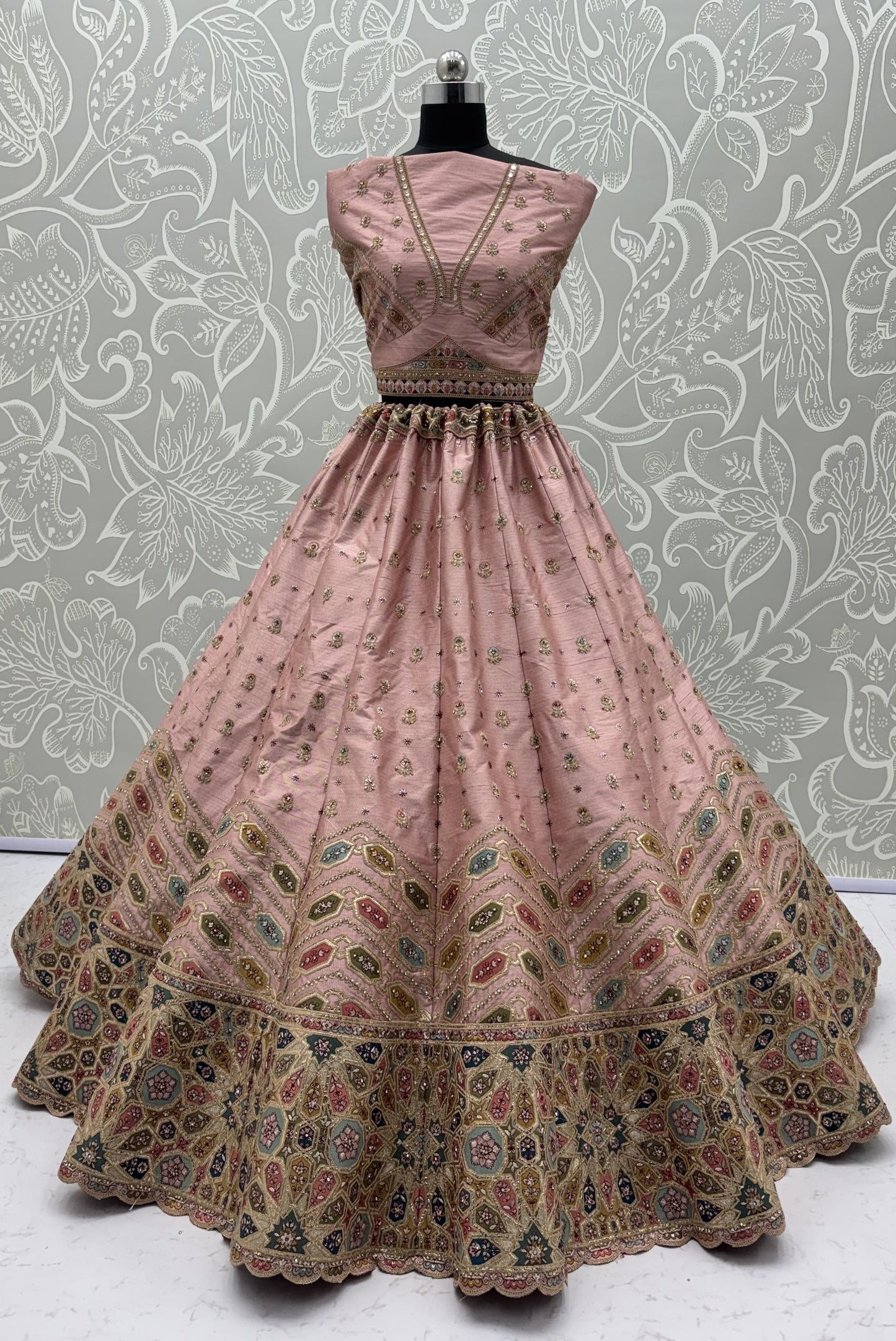 Pink Gotta Patti Embroidered Slub Silk Designer Party Wear Lehenga Choli with Soft Net Dupatta