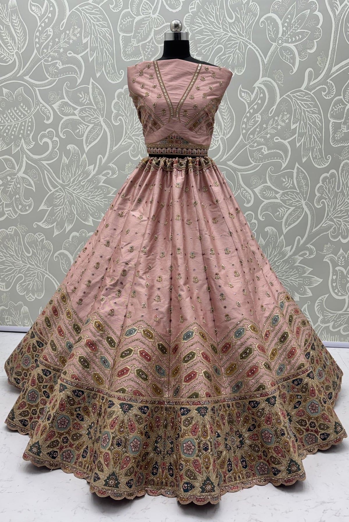 Pink Gotta Patti Embroidered Slub Silk Designer Party Wear Lehenga Choli with Soft Net Dupatta