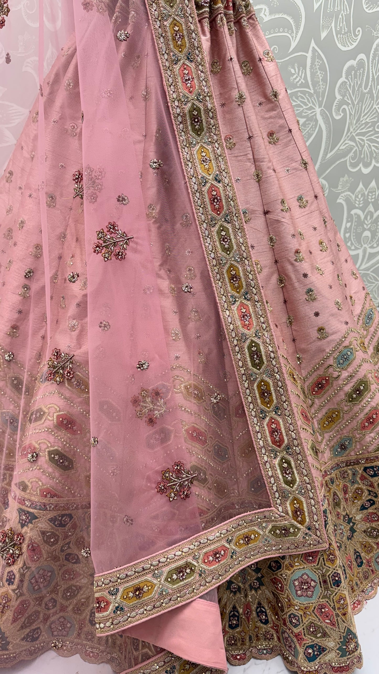Pink Gotta Patti Embroidered Slub Silk Designer Party Wear Lehenga Choli with Soft Net Dupatta