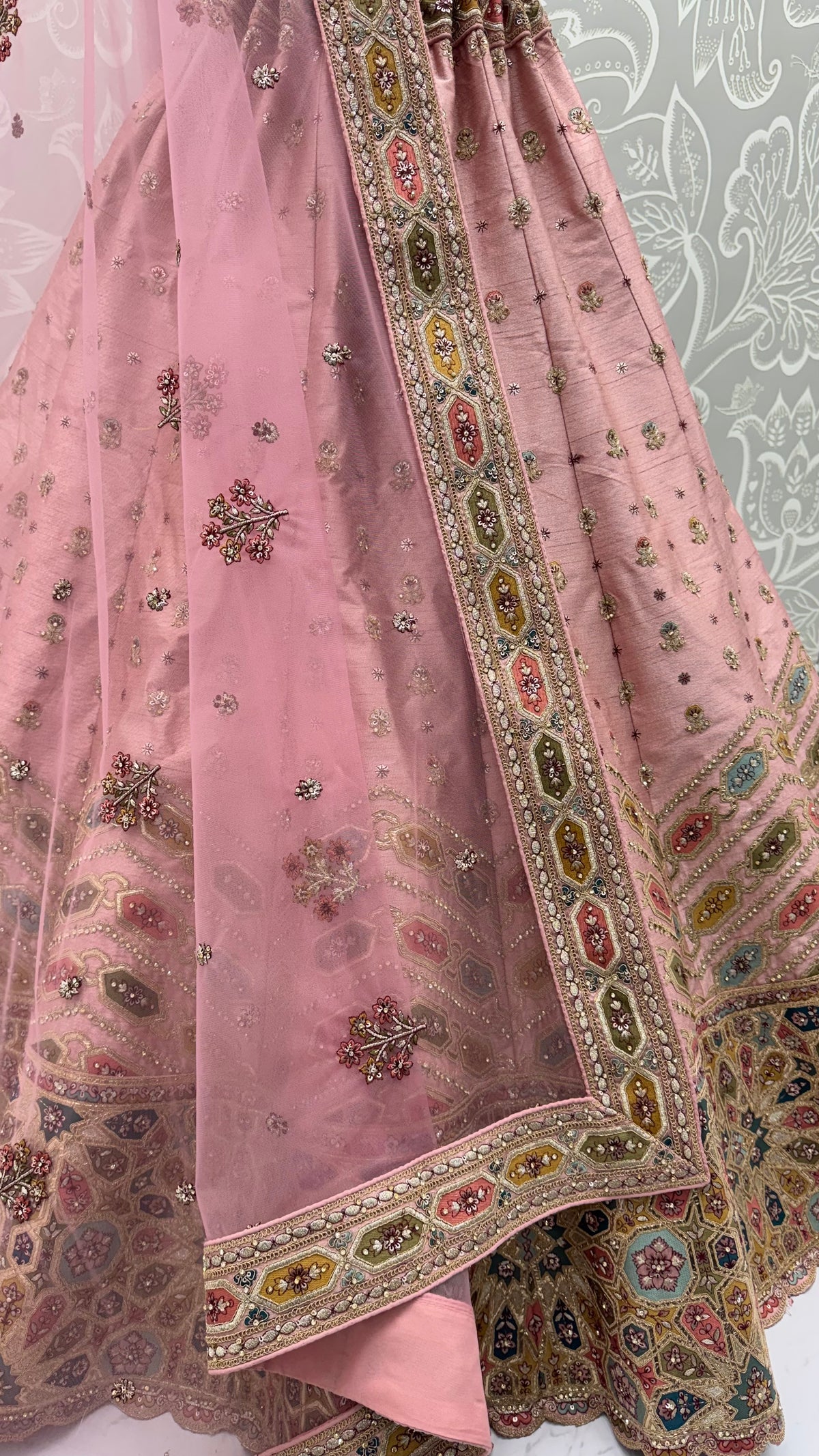 Pink Gotta Patti Embroidered Slub Silk Designer Party Wear Lehenga Choli with Soft Net Dupatta
