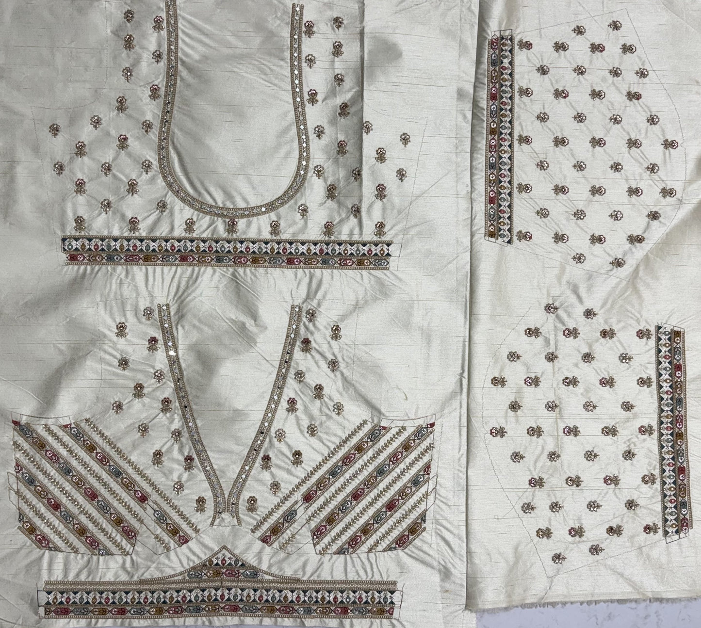 Ivory Gotta Patti Embroidered Slub Silk Designer Party Wear Lehenga Choli with Soft Net Dupatta