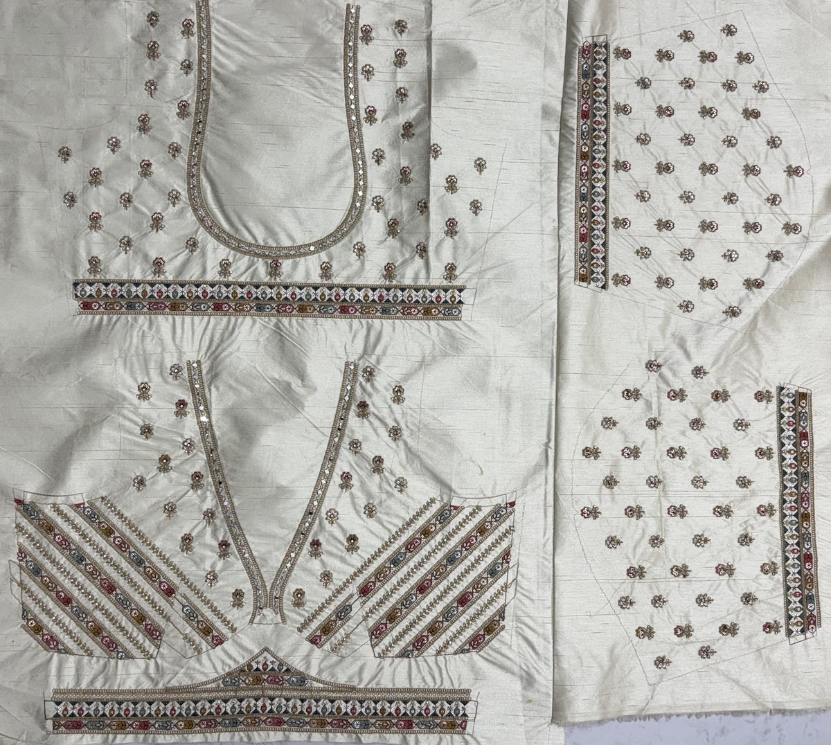 Ivory Gotta Patti Embroidered Slub Silk Designer Party Wear Lehenga Choli with Soft Net Dupatta