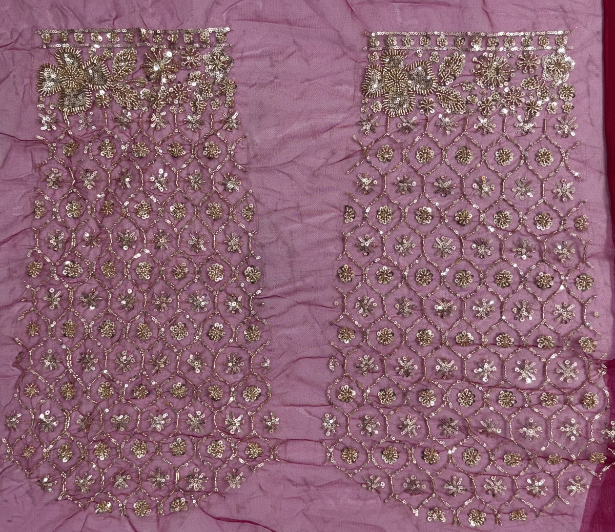 Ruby Red Crystal & Motif Handwork Bridal Lehenga Choli