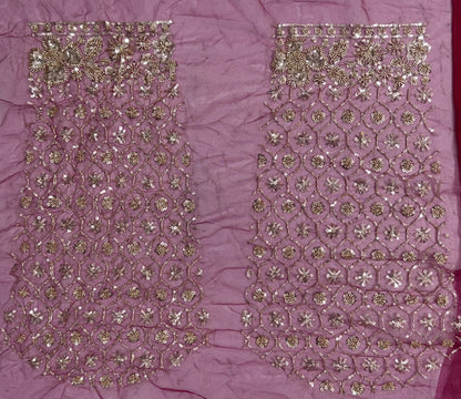 Ruby Red Crystal & Motif Handwork Bridal Lehenga Choli