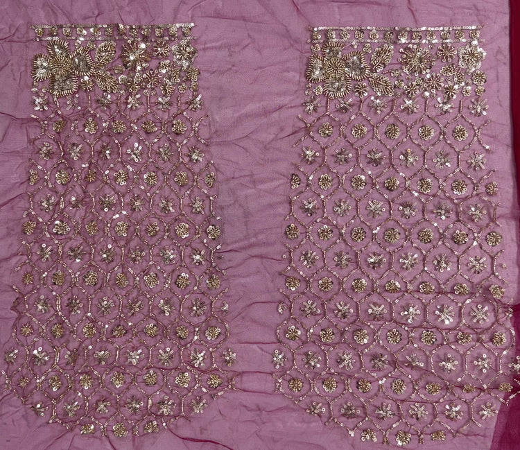 Ruby Red Crystal & Motif Handwork Bridal Lehenga Choli