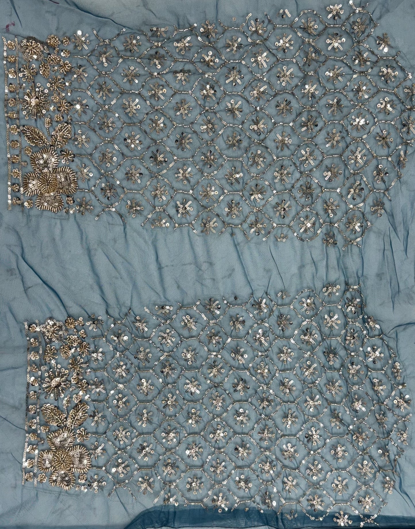 Teal Blue Crystal & Motif Handwork Designer Lehenga Choli