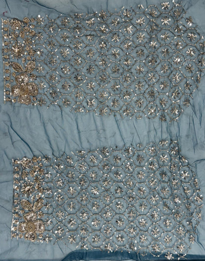 Teal Blue Crystal & Motif Handwork Designer Lehenga Choli