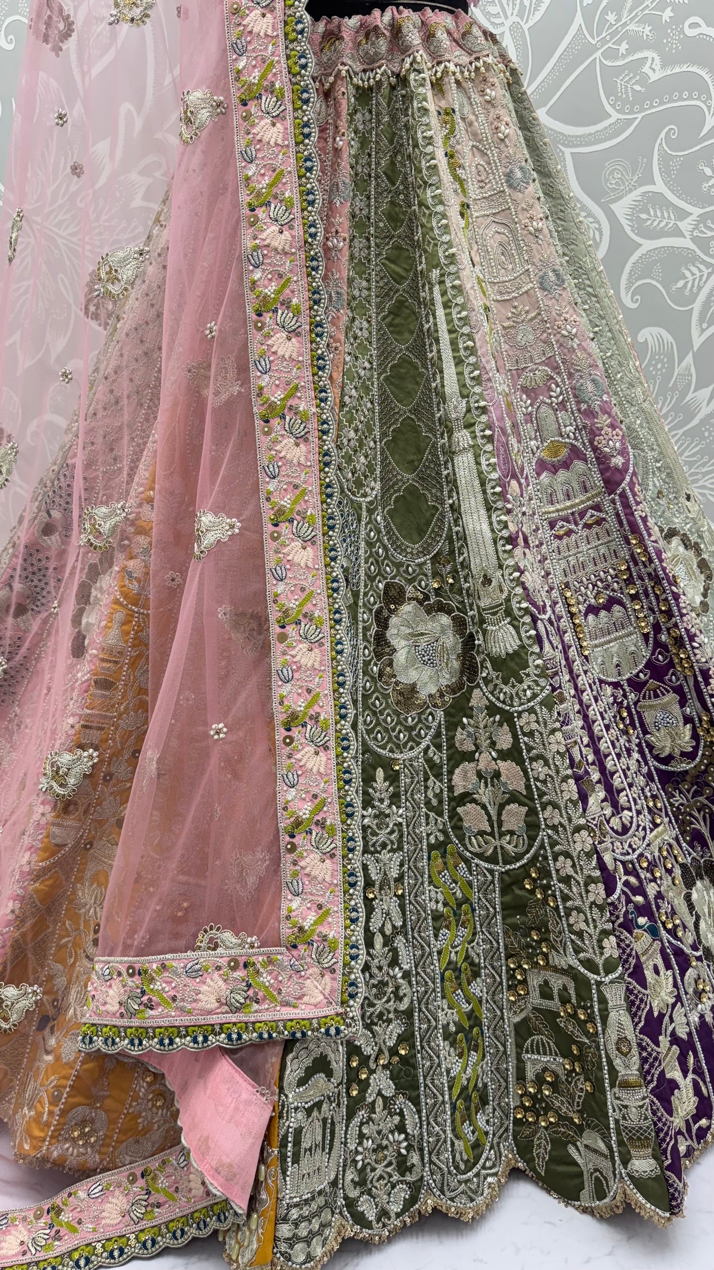 Jungle Book Pink Multicolor Handwork Designer Bridal Lehenga Choli with Pre-Stitched Blouse