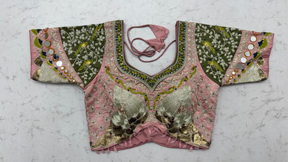 Jungle Book Pink Multicolor Handwork Designer Bridal Lehenga Choli with Pre-Stitched Blouse
