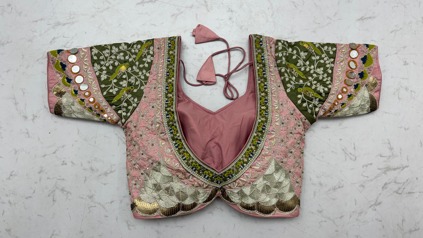 Jungle Book Pink Multicolor Handwork Designer Bridal Lehenga Choli with Pre-Stitched Blouse