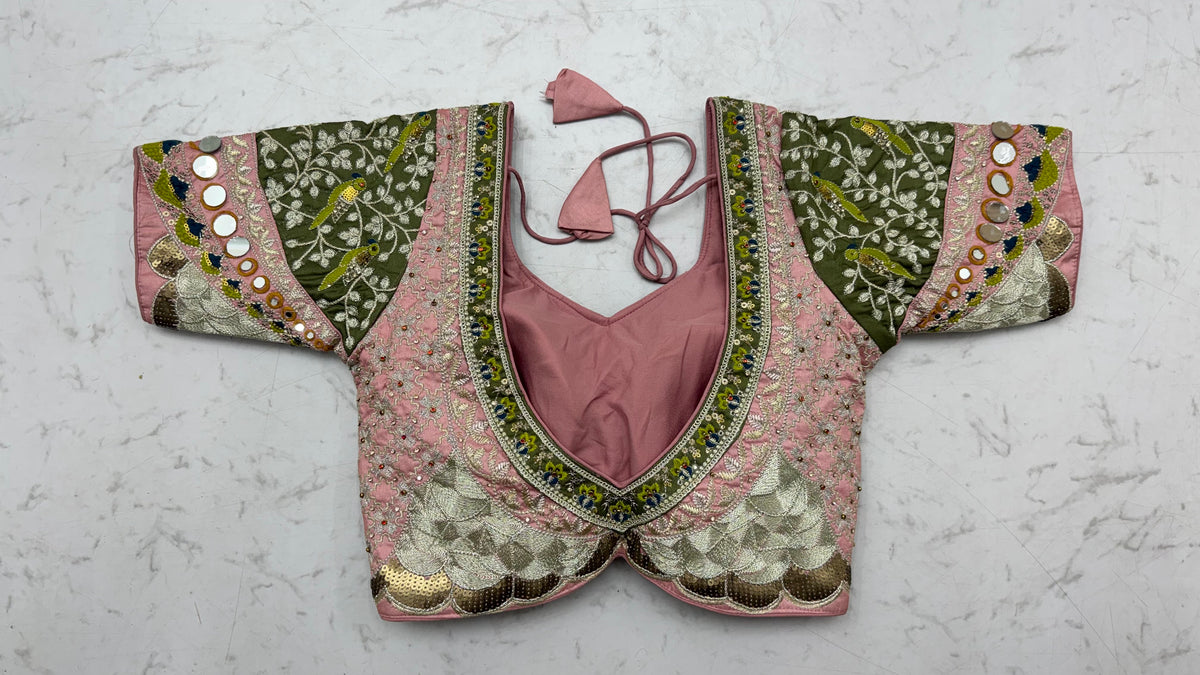 Jungle Book Pink Multicolor Handwork Designer Bridal Lehenga Choli with Pre-Stitched Blouse