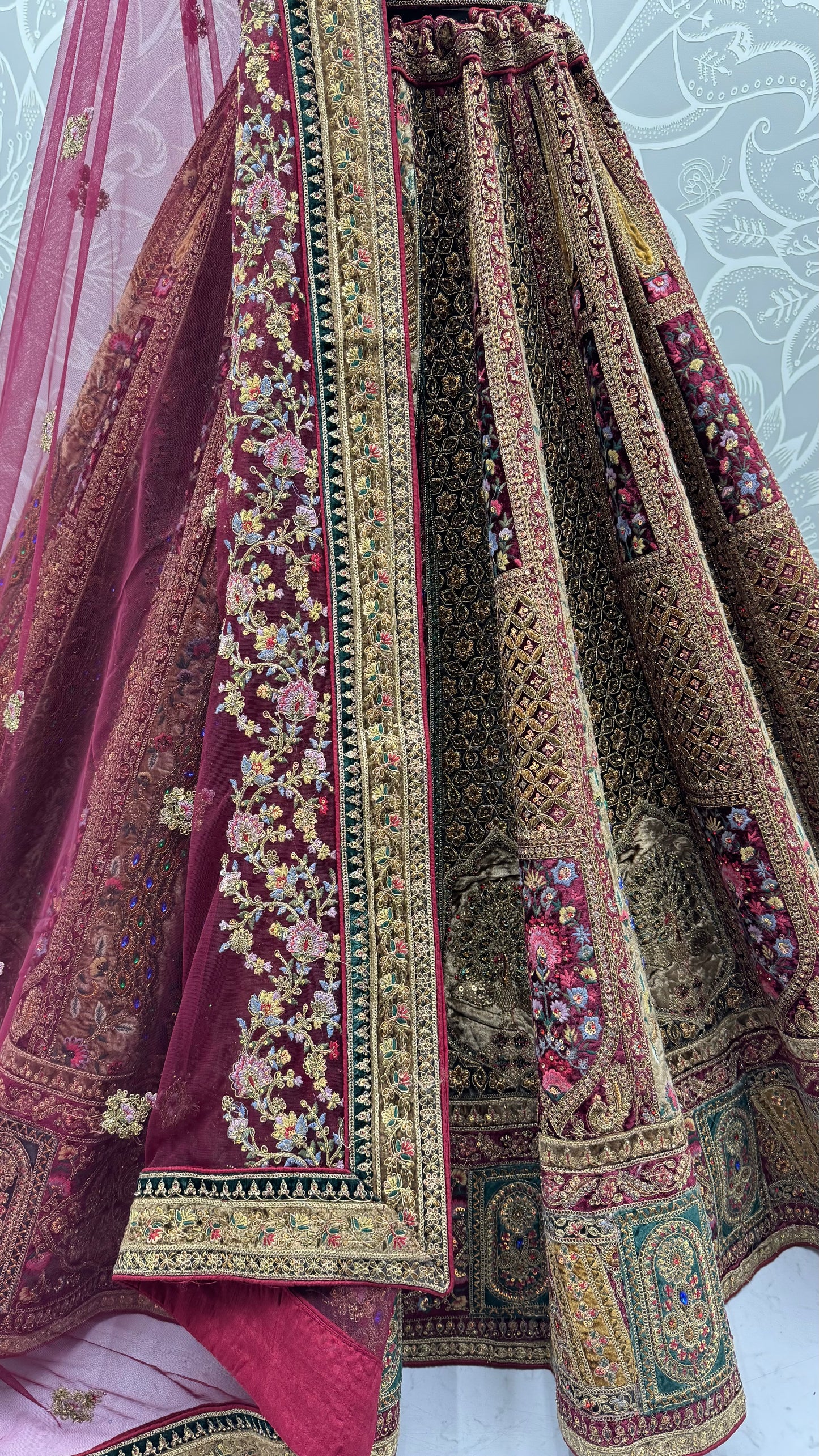 The Shahi Rajkumari Maroon Velvet Heavy Embroidered Designer Bridal Lehenga Choli