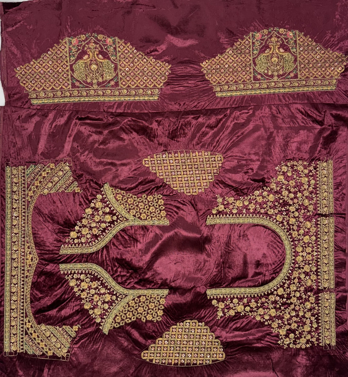 The Shahi Rajkumari Maroon Velvet Heavy Embroidered Designer Bridal Lehenga Choli