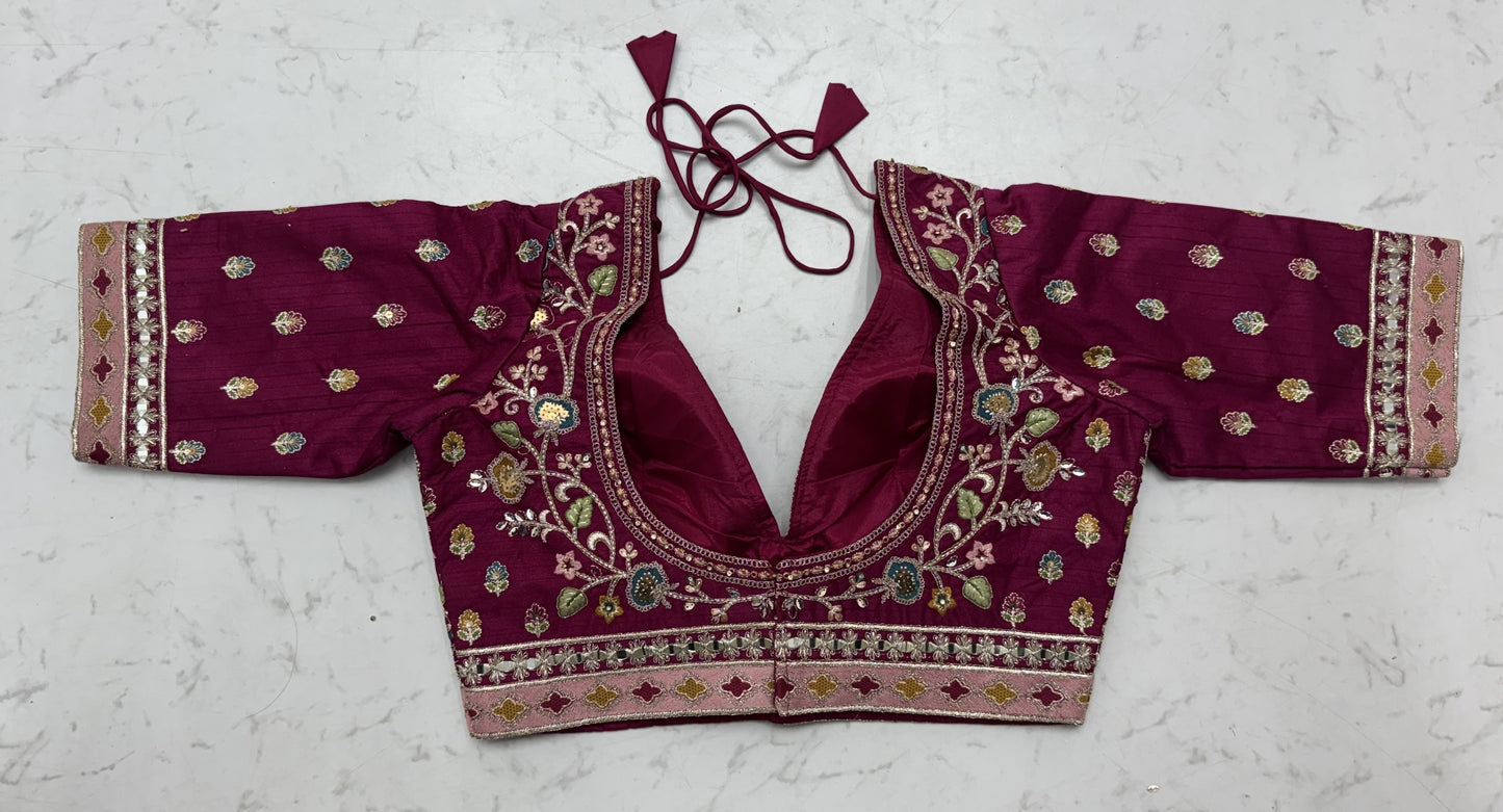 Designer Satin Silk Floral Patch Work Lehenga Choli with Hand Mirror Work & Soft Net Dupatta