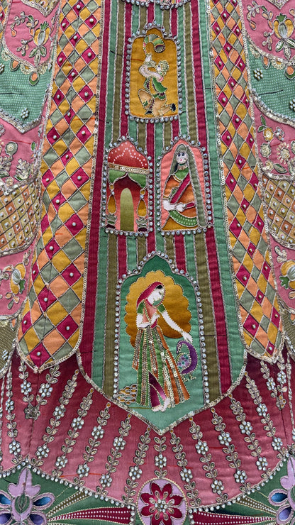 Pastel Multicolor Printed Silk Lehenga Choli with Ready-to-Wear Embroidered Blouse & Soft Net Dupatta