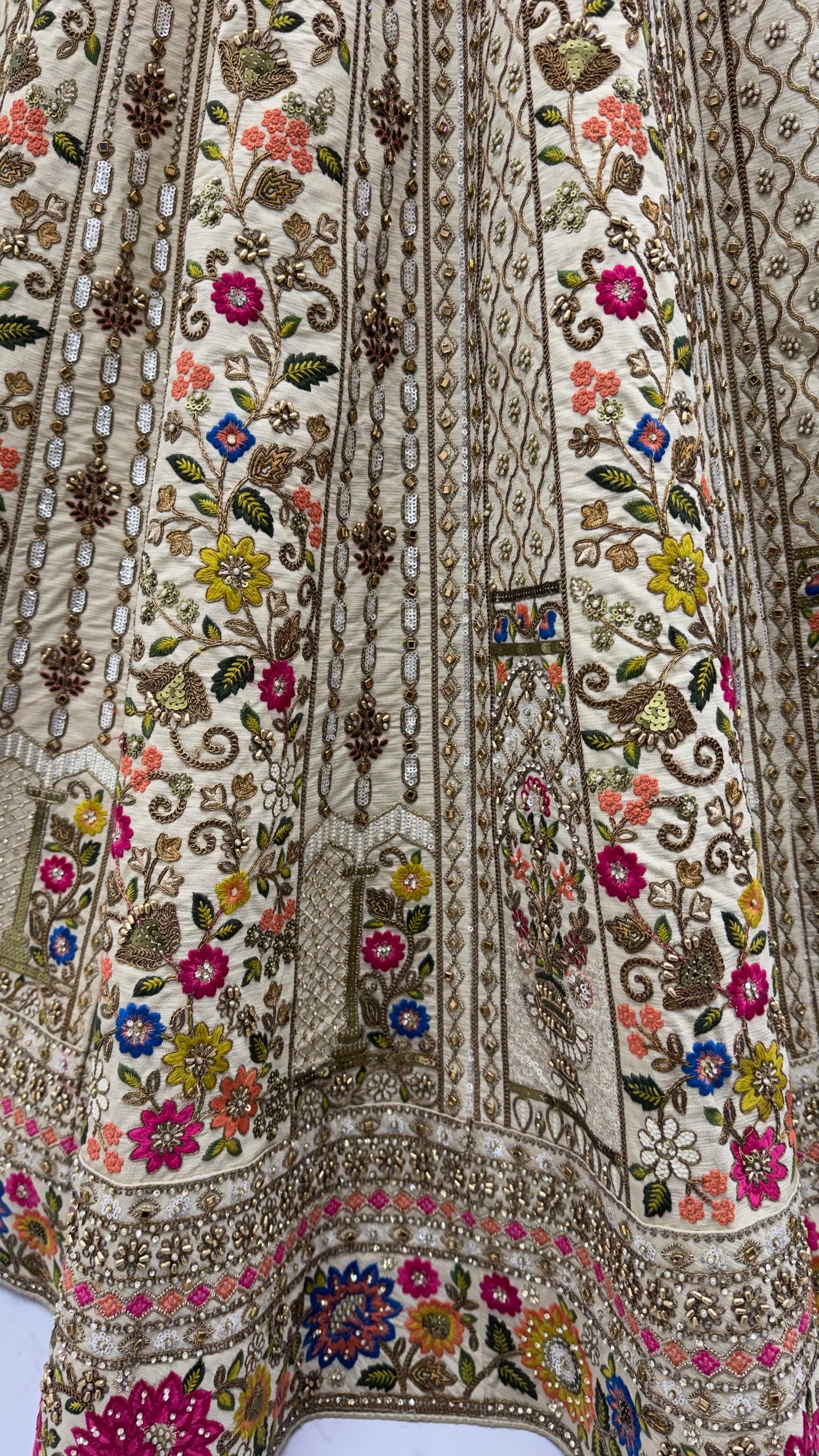The Meadow's Royalty Ivory Multicolor Floral Handwork Lehenga Choli