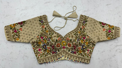The Meadow's Royalty Ivory Multicolor Floral Handwork Lehenga Choli