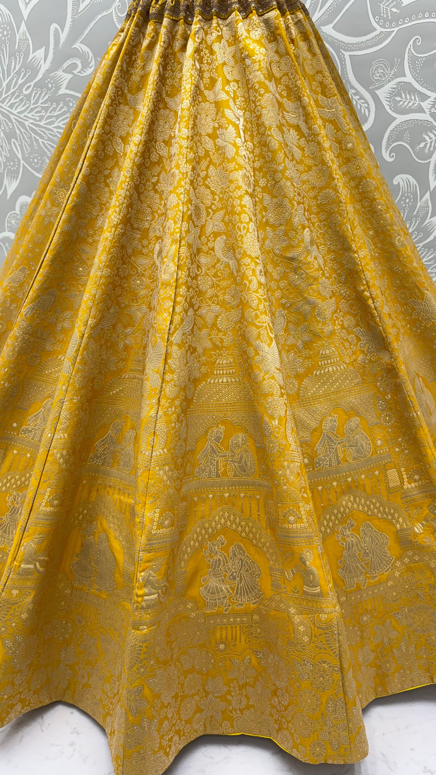 The Ananta Royal Mustard Banarasi Silk Zari Woven Designer Lehenga Choli