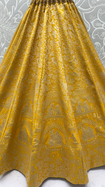The Ananta Royal Mustard Banarasi Silk Zari Woven Designer Lehenga Choli
