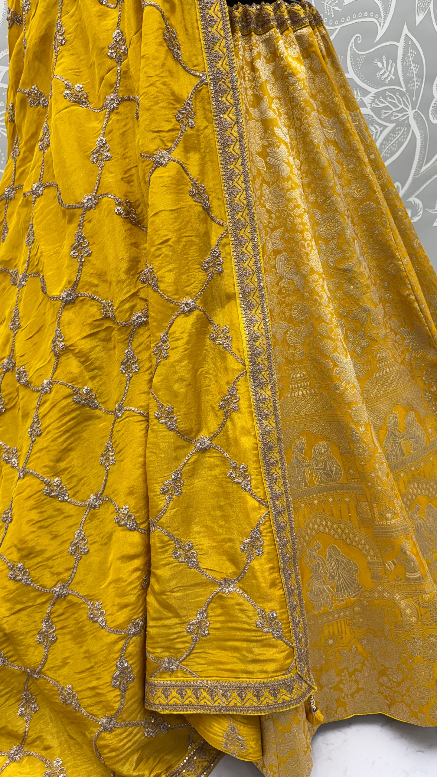 The Ananta Royal Mustard Banarasi Silk Zari Woven Designer Lehenga Choli