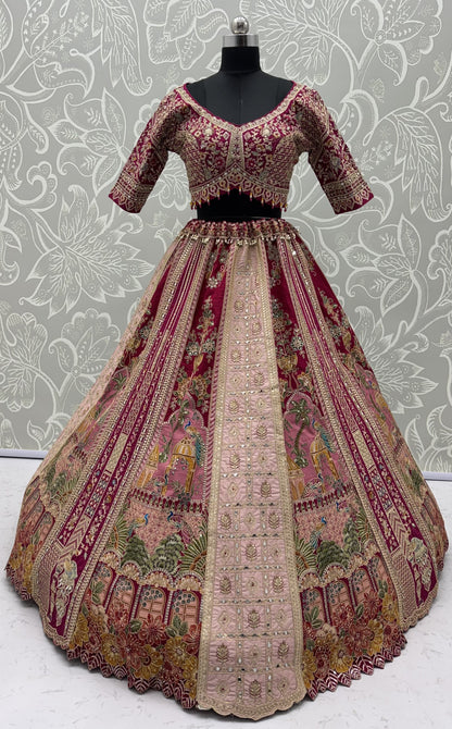 The Pichwai Rani Pink Royal Heritage Embroidered Bridal Lehenga Choli