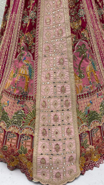 The Pichwai Rani Pink Royal Heritage Embroidered Bridal Lehenga Choli