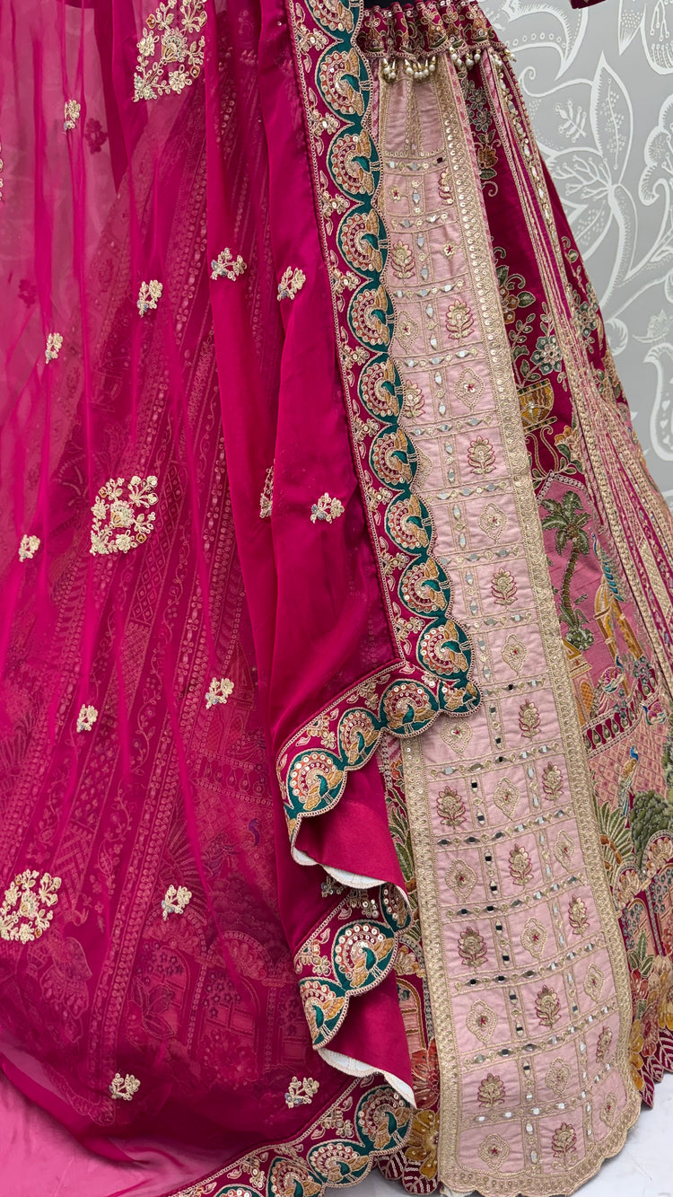 The Pichwai Rani Pink Royal Heritage Embroidered Bridal Lehenga Choli