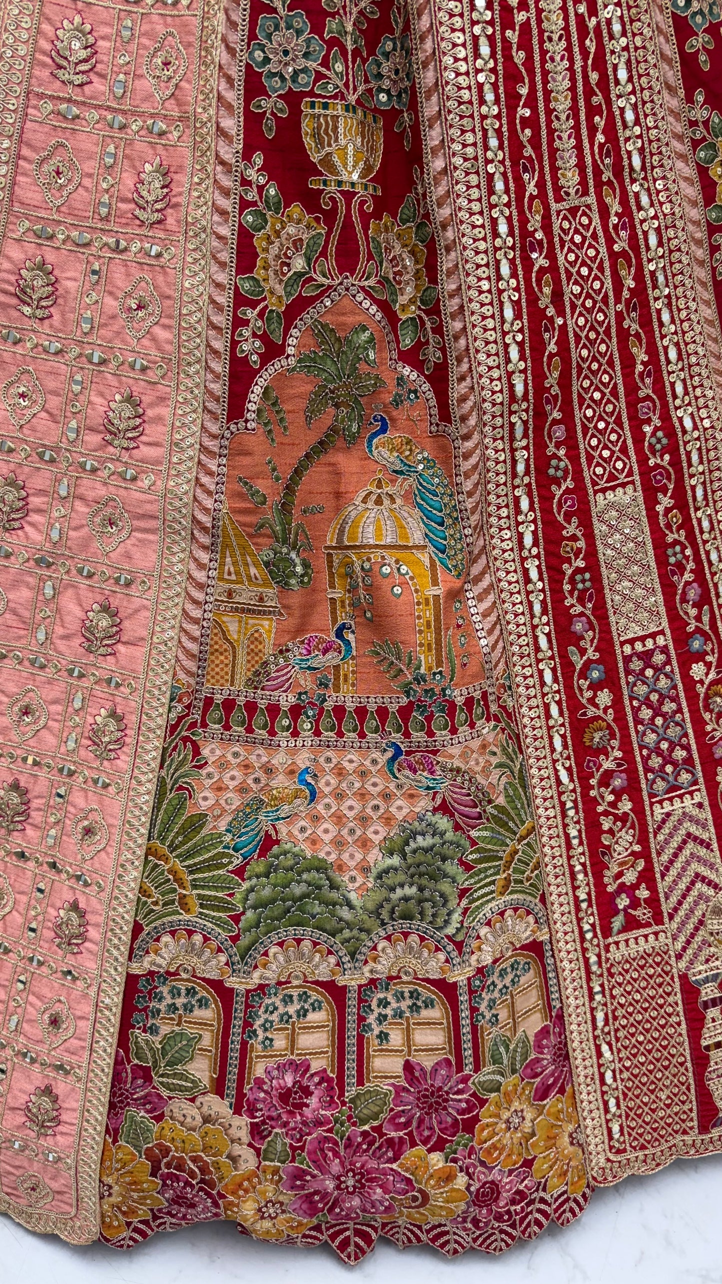 The Pichwai Red Royal Heritage Embroidered Bridal Lehenga Choli