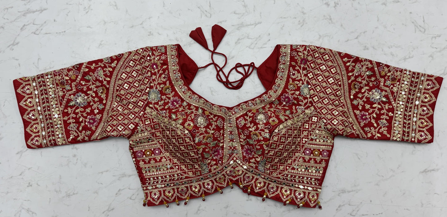 The Pichwai Red Royal Heritage Embroidered Bridal Lehenga Choli