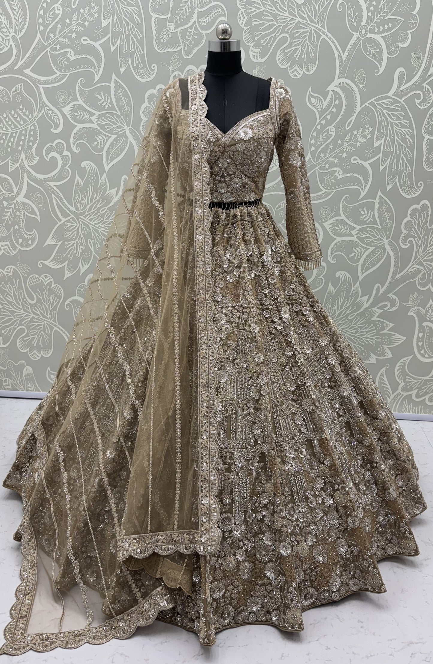 The Golden Hour Antique Gold Heavily Embellished Bridal Lehenga Choli