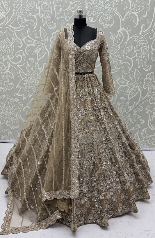 The Golden Hour Antique Gold Heavily Embellished Bridal Lehenga Choli