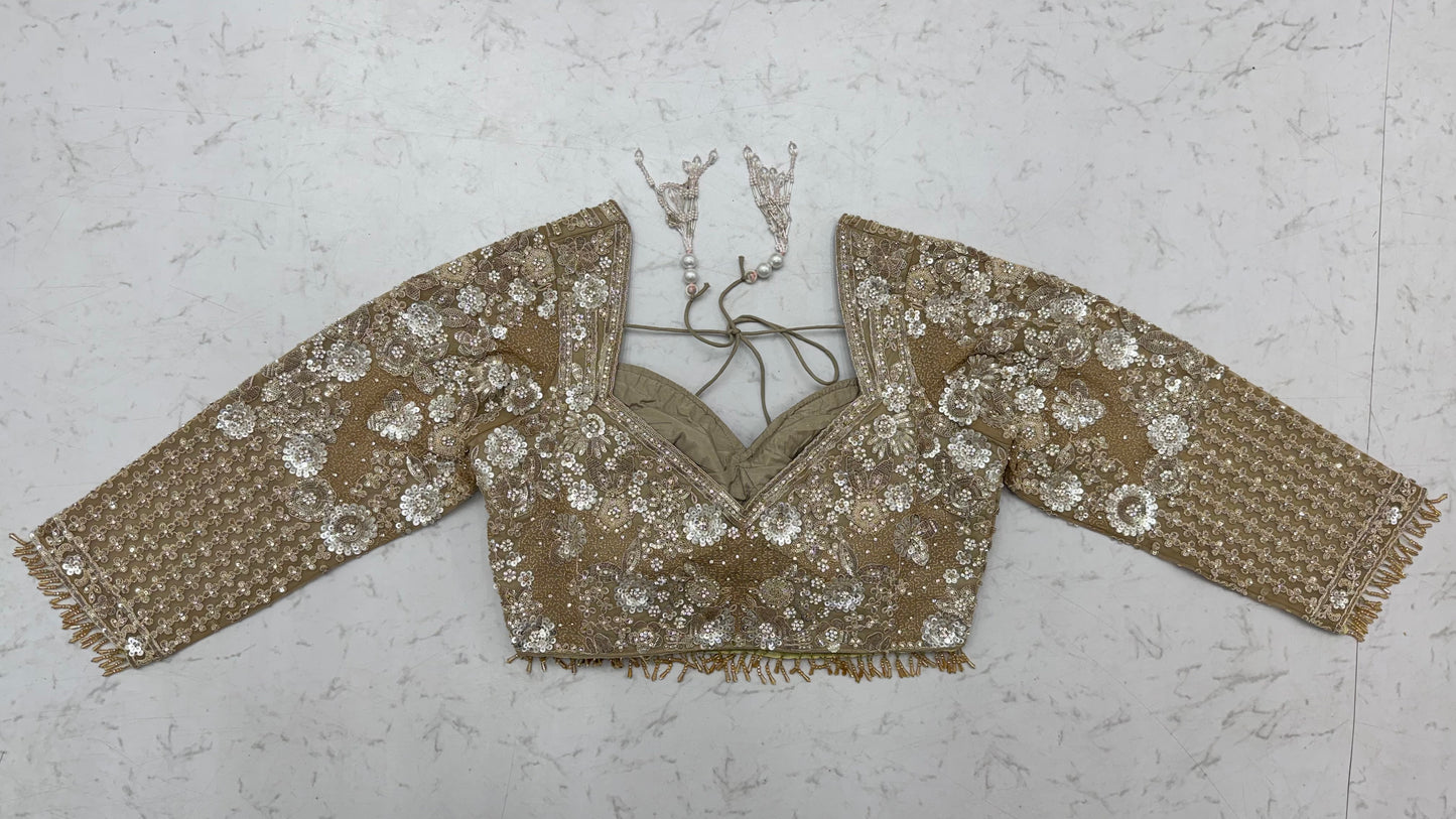 The Golden Hour Antique Gold Heavily Embellished Bridal Lehenga Choli