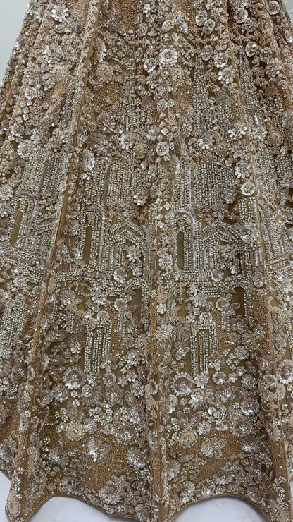 The Golden Hour Antique Gold Heavily Embellished Bridal Lehenga Choli